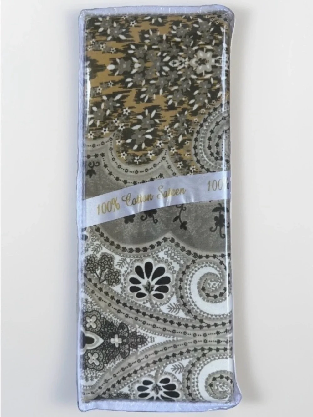 Milano King Duvet Set 3 PC 300 TC 100% Cotton Sateen Paisley Gray Gold New